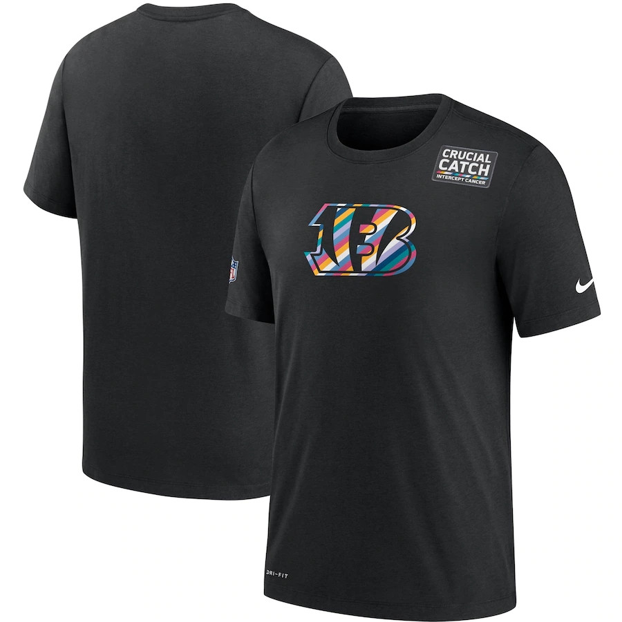 Men's Cincinnati Bengals Black NFL 2020 Sideline Crucial Catch Performance T-Shirt Men's Cincinnati Bengals Black NFL 2020 Sideline Crucial Catch Performance T-Shirt